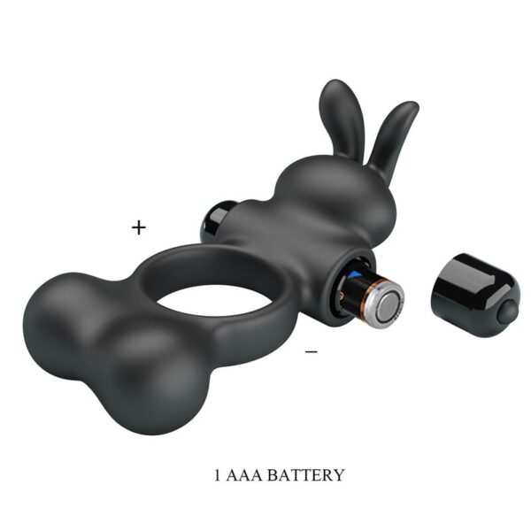 Pretty Love — Vibrating Cock Ring, Bunny Stimulator, Black — Cock Rings — view 7