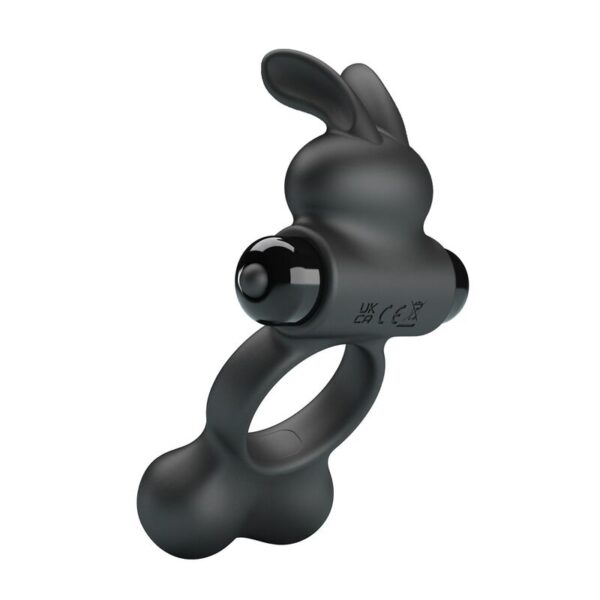 Pretty Love — Vibrating Cock Ring, Bunny Stimulator, Black — Cock Rings — view 2