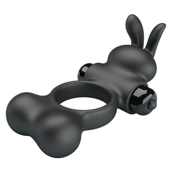 Pretty Love — Vibrating Cock Ring, Bunny Stimulator, Black — Cock Rings — view 5