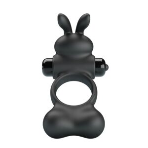 Pretty Love — Vibrating Cock Ring, Bunny Stimulator, Black — Cock Rings