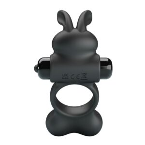 Pretty Love — Vibrating Cock Ring, Bunny Stimulator, Black — Cock Rings — view 4