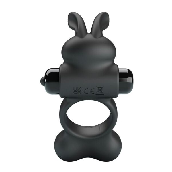 Pretty Love — Vibrating Cock Ring, Bunny Stimulator, Black — Cock Rings — view 4