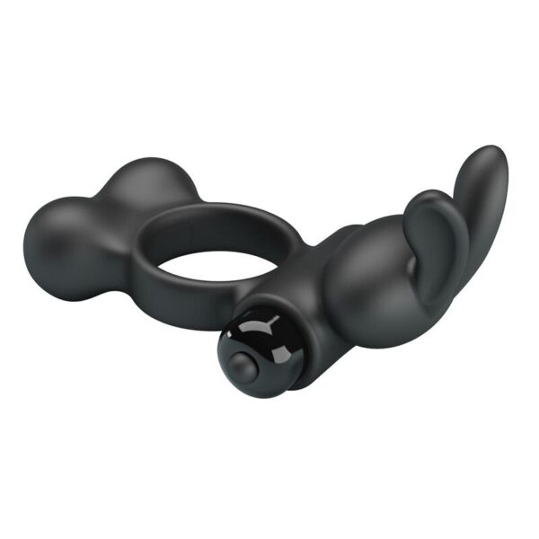 Pretty Love — Vibrating Cock Ring, Bunny Stimulator, Black — Cock Rings — view 6