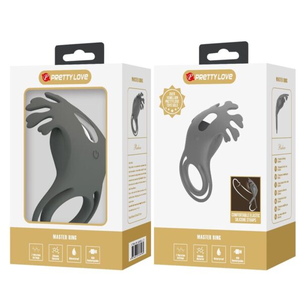 Pretty Love — Vibrating Cock Ring, Flexible Tips, Black — Cock Rings — view 2