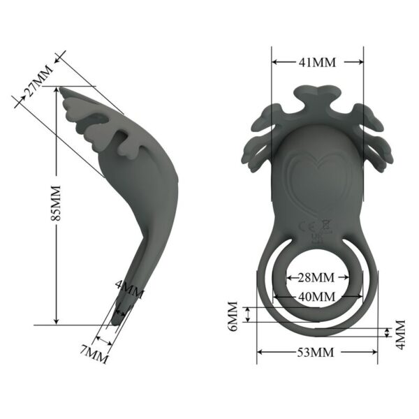 Pretty Love — Vibrating Cock Ring, Flexible Tips, Black — Cock Rings — view 7