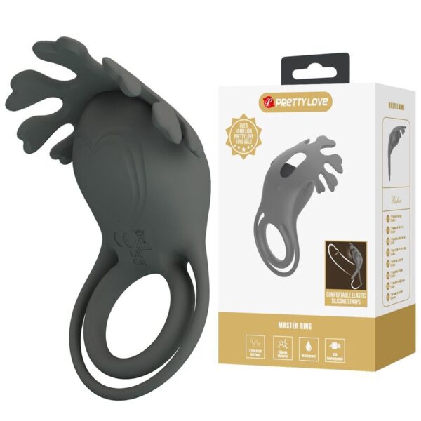 Pretty Love — Vibrating Cock Ring, Flexible Tips, Black — Cock Rings — view 3