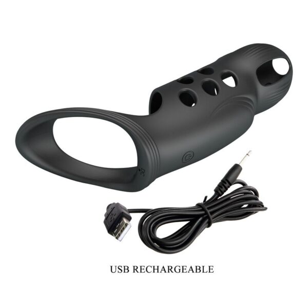Pretty Love Craig — Vibrating Penis Sleeve, Rechargeable, Black — Cock Rings — view 5