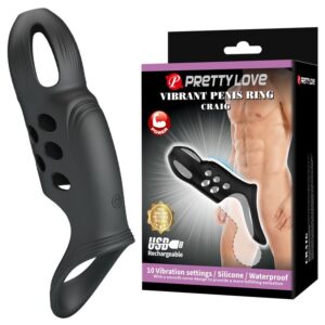 Pretty Love Craig — Vibrating Penis Sleeve, Rechargeable, Black — Cock Rings — view 2