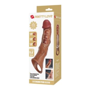 Pretty Love — Penis Extension Sleeve, 28 cm, Brown — Penis Accessories — view 3