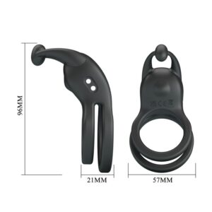 Pretty Love Goodwin — Vibrating Cock Ring, Rechargeable, Black — Cock Rings — view 3