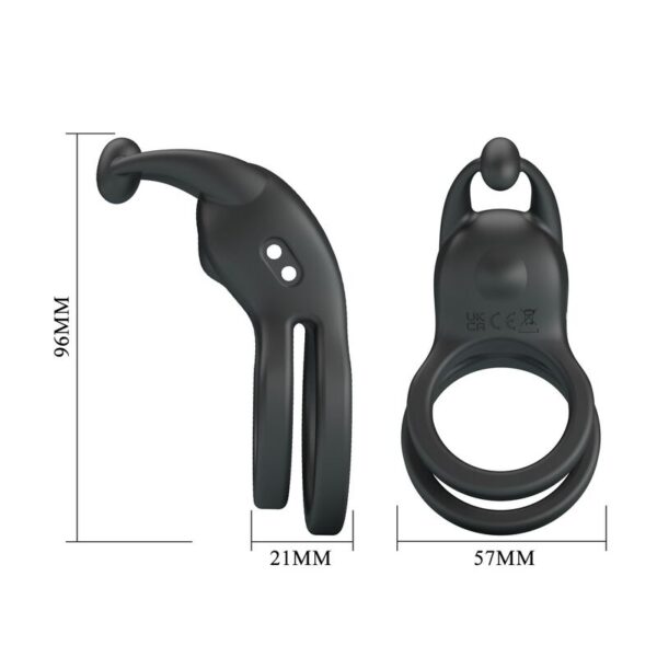 Pretty Love Goodwin — Vibrating Cock Ring, Rechargeable, Black — Cock Rings — view 3
