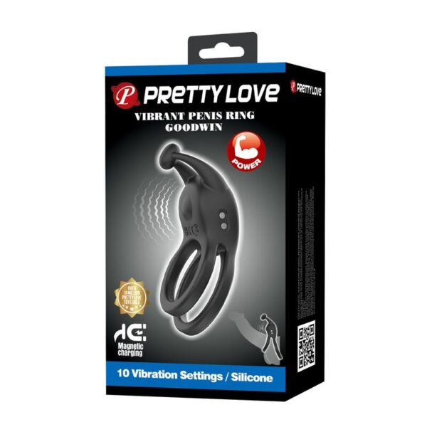 Pretty Love Goodwin — Vibrating Cock Ring, Rechargeable, Black — Cock Rings — view 13