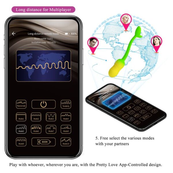 Pretty Love Pulsen — Vibrating Egg, App-Controlled, Green-Yellow — App-Controlled Sex Toys — view 12