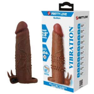 Pretty Love Quillon — Vibrating Penis Sleeve, Brown — Couples