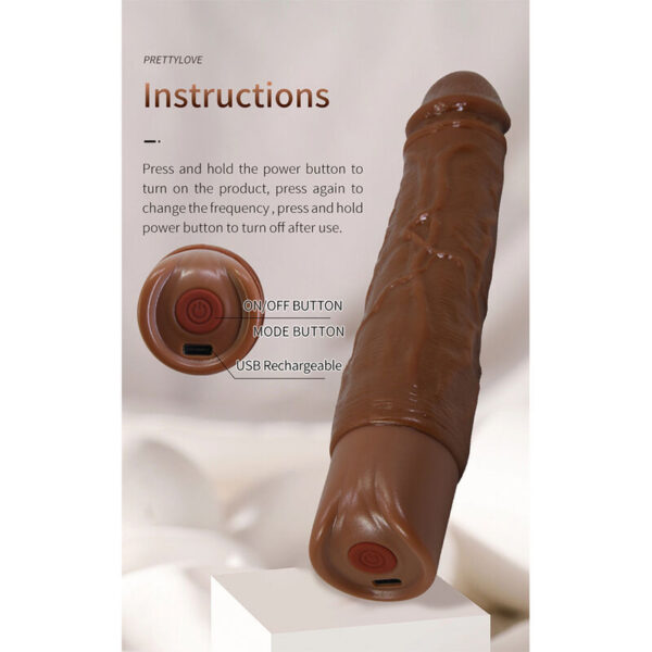 Pretty Love Kessler — Thrusting Vibrator, Rechargeable, Brown — Realistic Vibrators — view 6