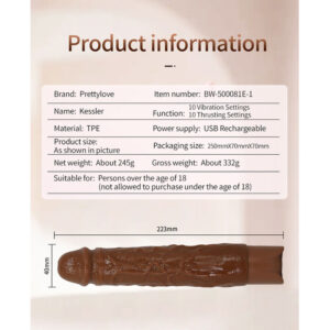 Pretty Love Kessler — Thrusting Vibrator, Rechargeable, Brown — Realistic Vibrators — view 2
