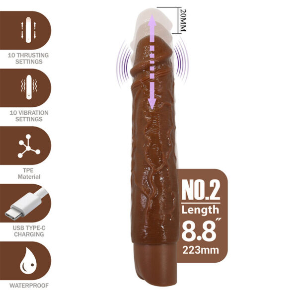 Pretty Love Kessler — Thrusting Vibrator, Rechargeable, Brown — Realistic Vibrators