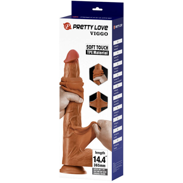 Pretty Love Viggo — Realistic Dildo, Suction Cup, 36.5 cm, Brown — Dildos — view 3
