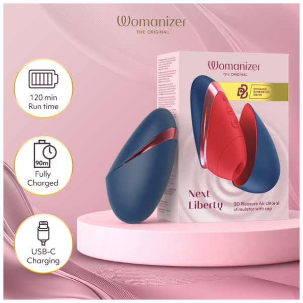Womanizer Next Liberty — Air Pulse Stimulator, Blue and Red — Clitoral Stimulators — view 7